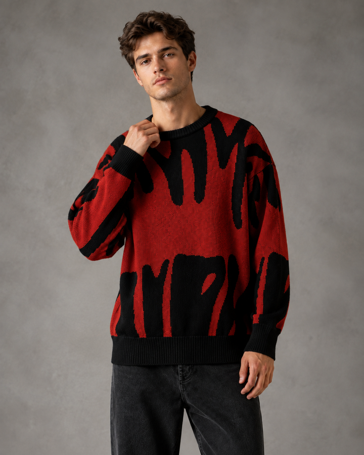 Men's abstract knit jumper shown from the front