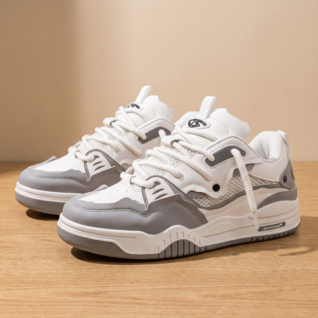 Top view of men's low-top lace-up sneakers