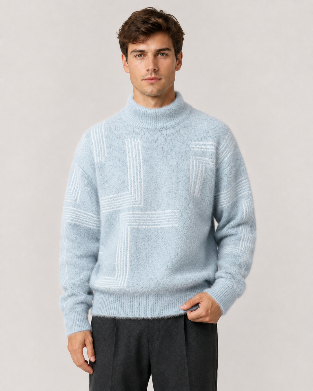 Men's Brushed Knit Funnel Neck Jumper