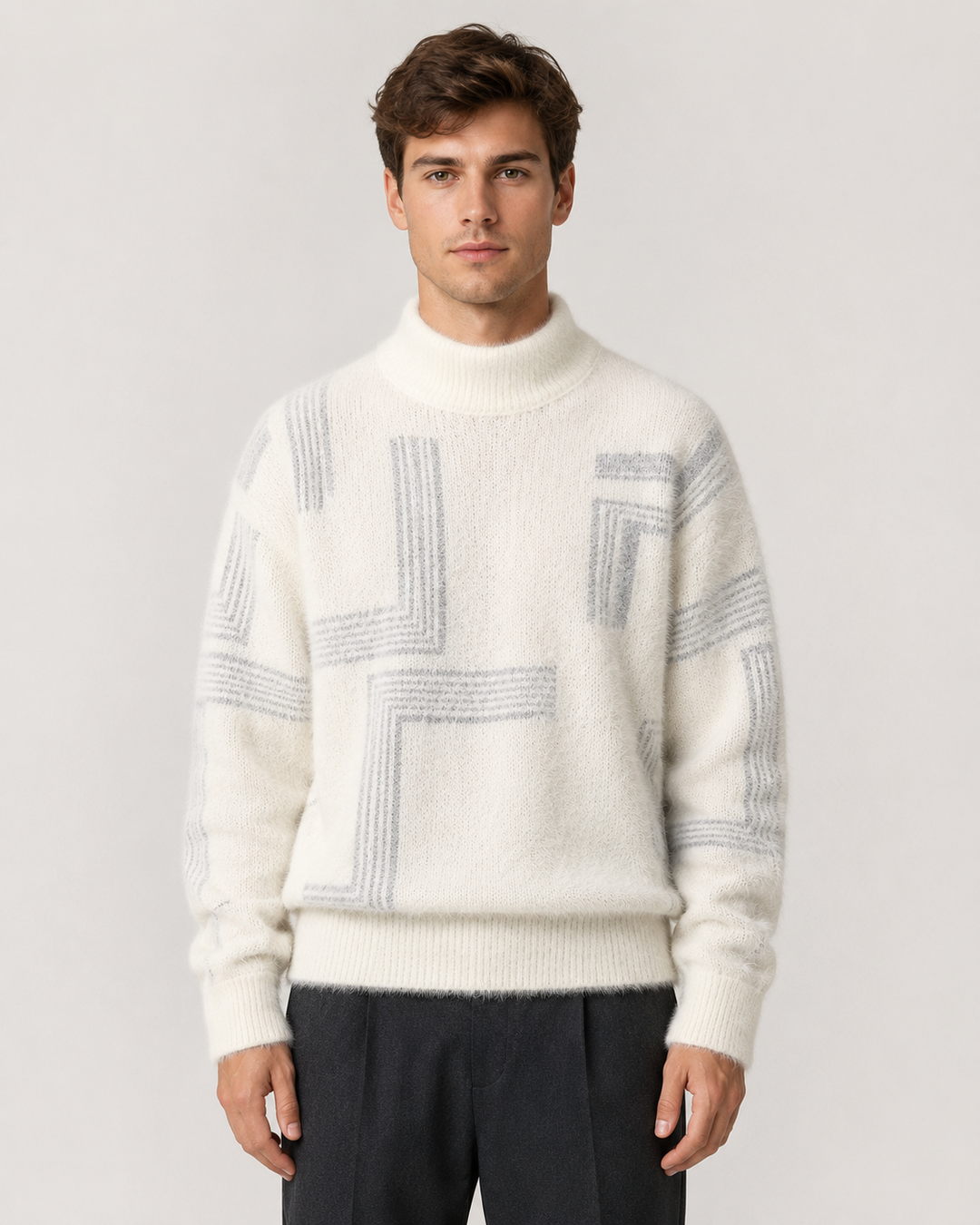 Men's Brushed Knit Funnel Neck Jumper