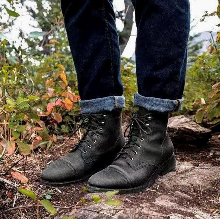 Men's Insulated Leather-Look Lace-Up Ankle Boots