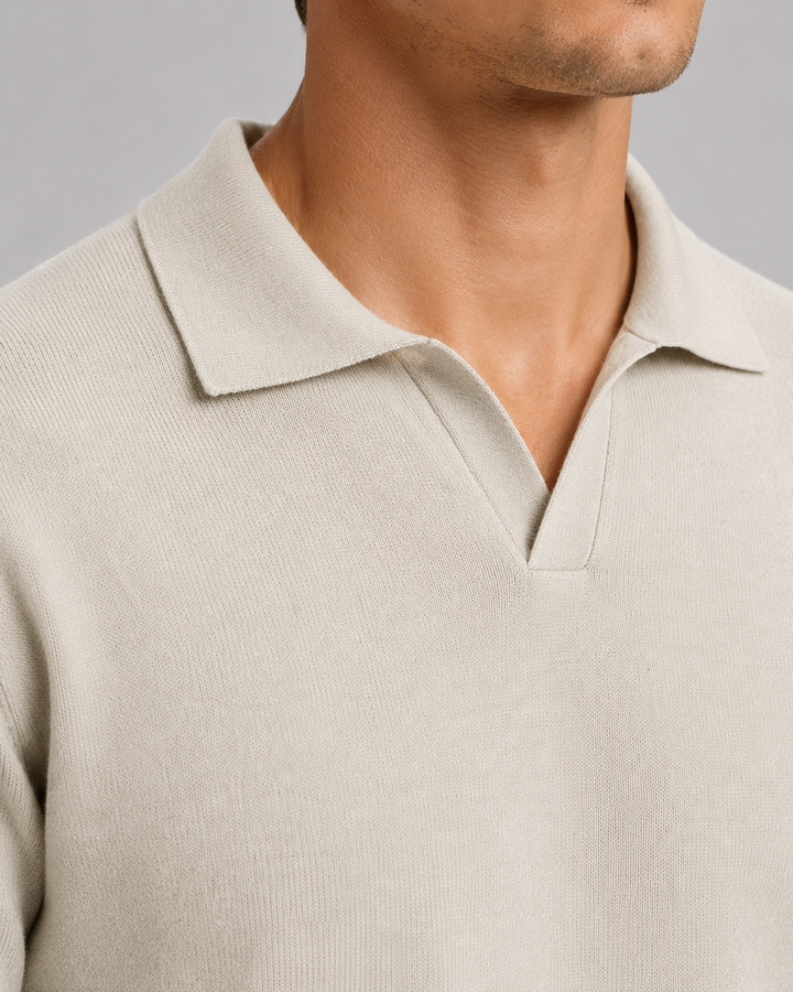 Men's polo styled for a relaxed smart-casual outfit