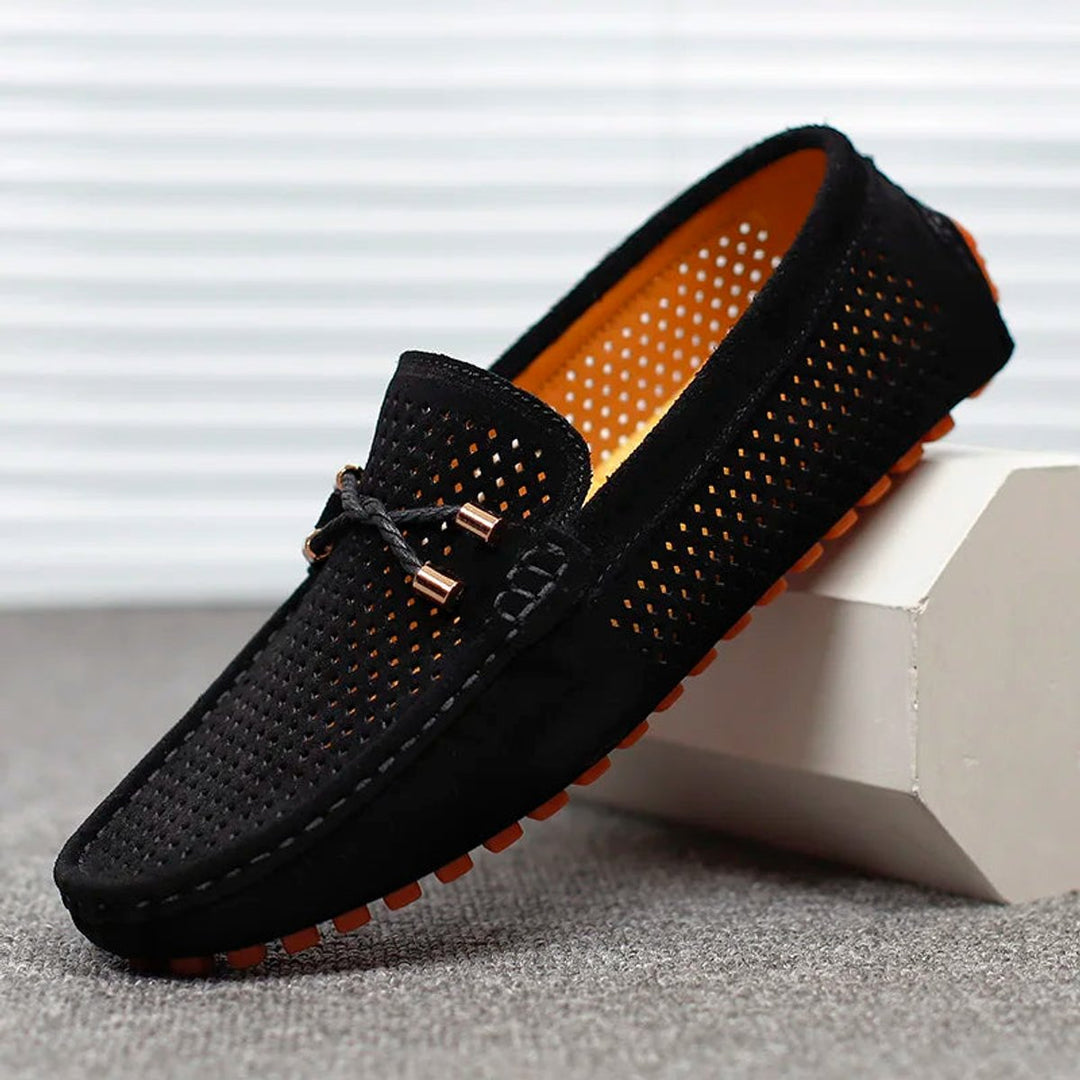 Men's Perforated Suede Slip-On Loafers