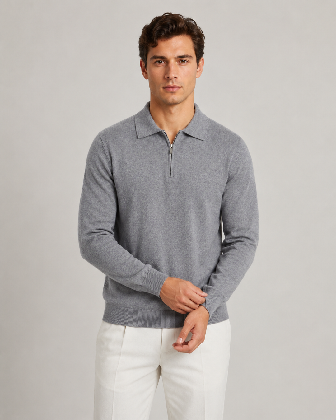 Men's smart-casual polo sweater styled for everyday wear