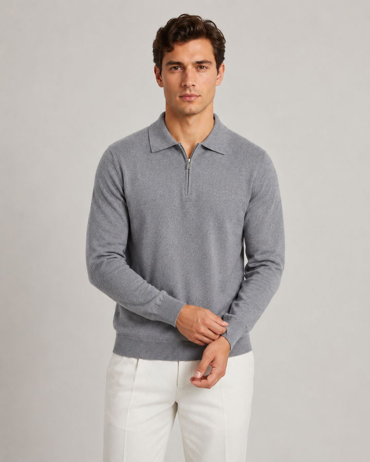 Men's smart-casual polo sweater styled for everyday wear