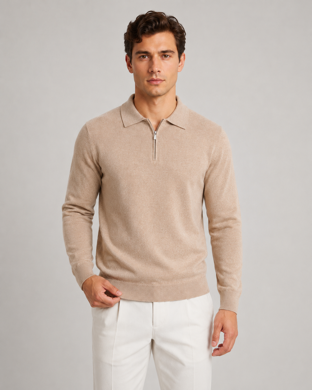 Men's Quarter-Zip Fine-Knit Polo Sweater