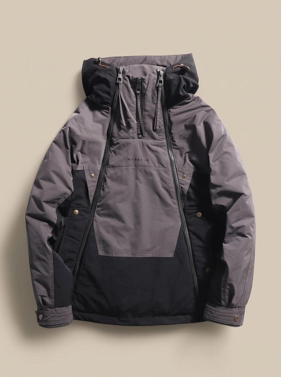 Men's Quilted Hooded Half Zip Anorak Jacket