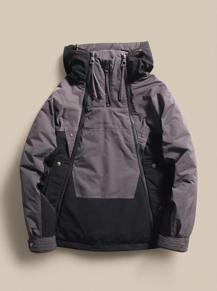 Men's Quilted Hooded Half Zip Anorak Jacket