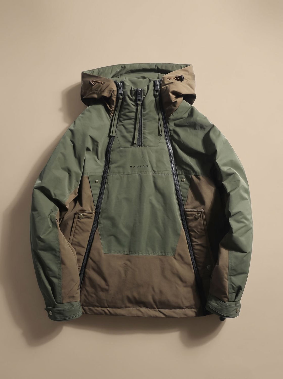 Men's Quilted Hooded Half Zip Anorak Jacket