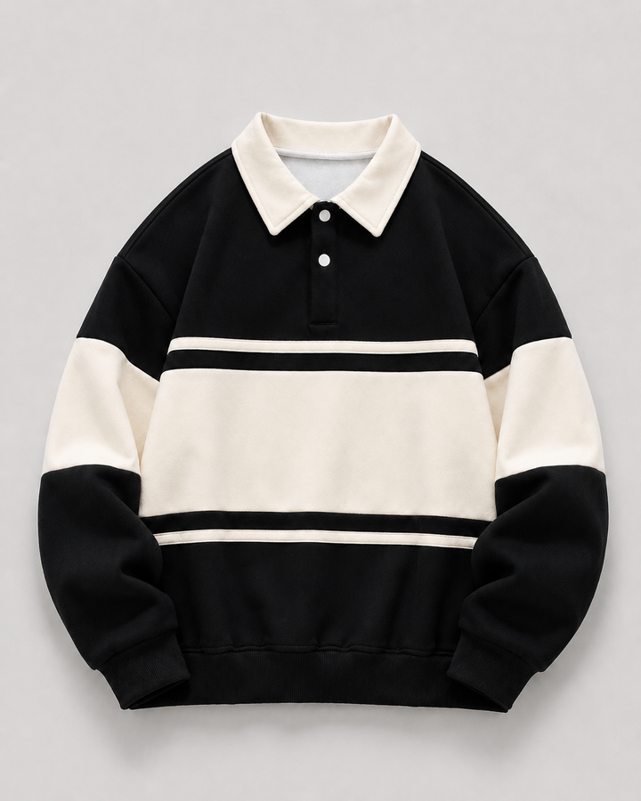 Men's Colour Block Rugby Polo Sweater