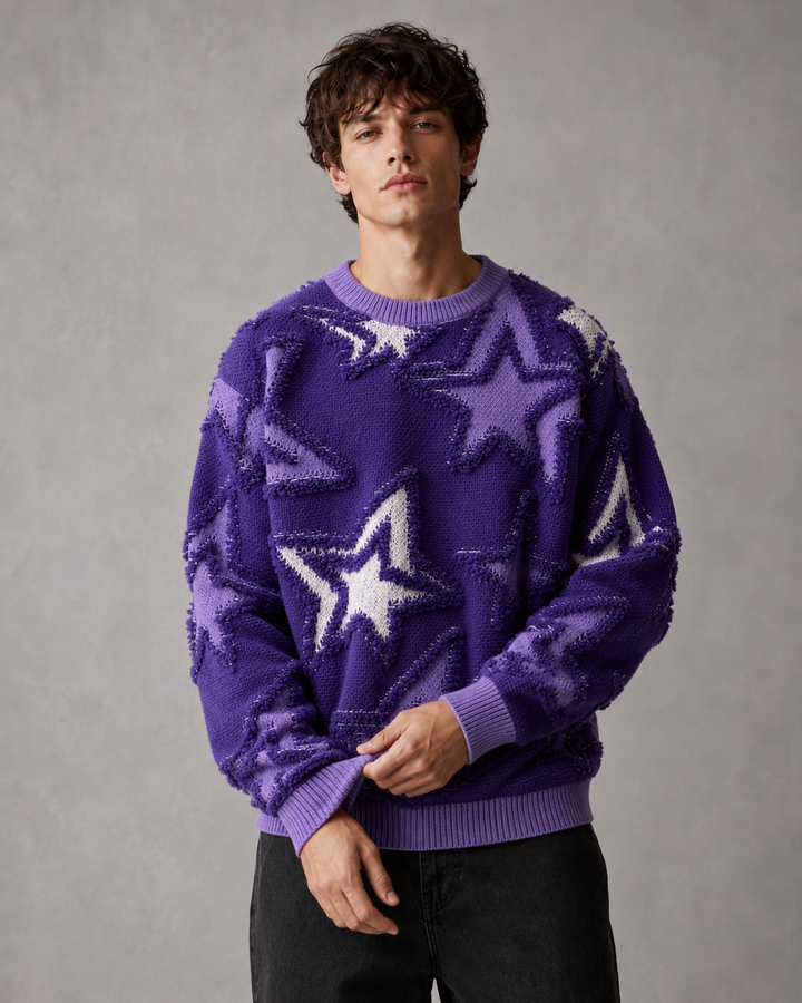 Full-length view of the men's relaxed streetwear jumper