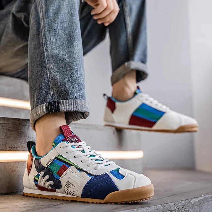 Men's suede mesh sneakers with a supportive layered upper