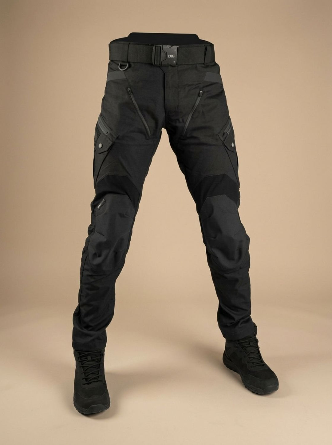 Close-up of durable fabric on tactical trousers