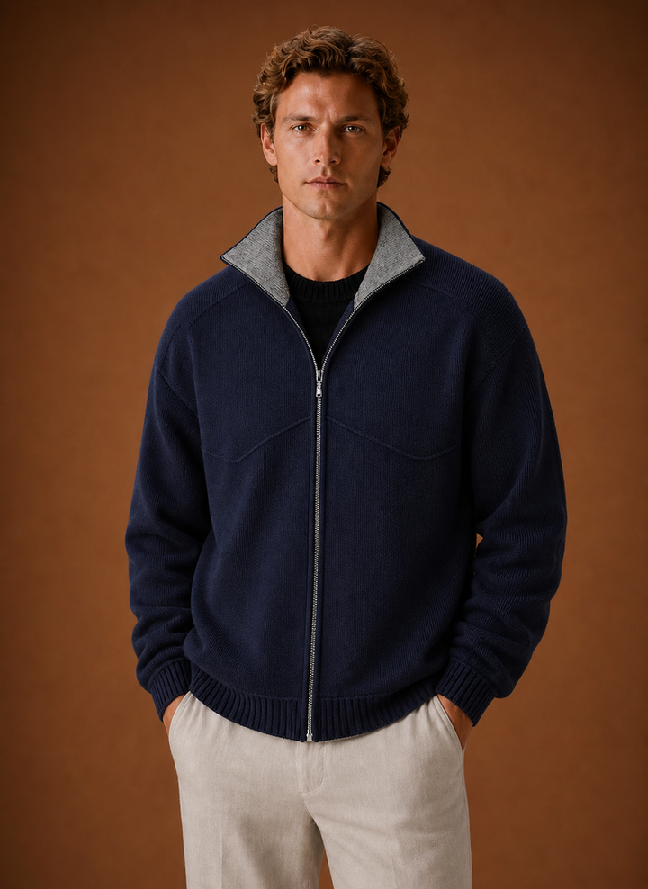 Men's Knit Full Zip Cardigan Jacket