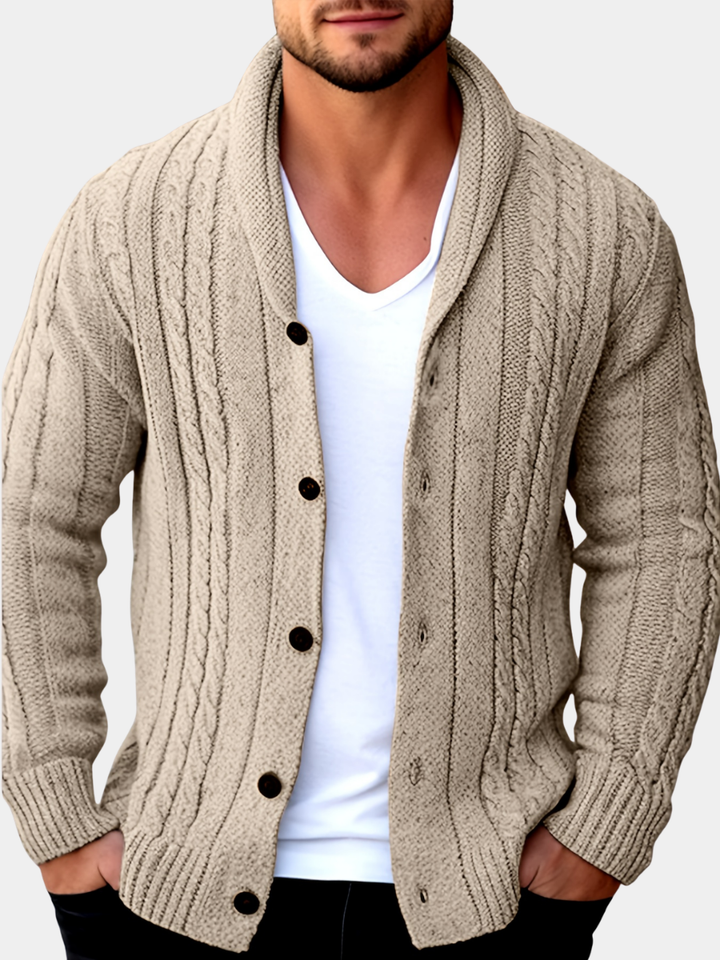Men's relaxed open-front knit cardigan