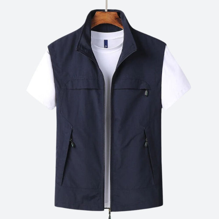 Longline Open Front Ribbed Trim Vest