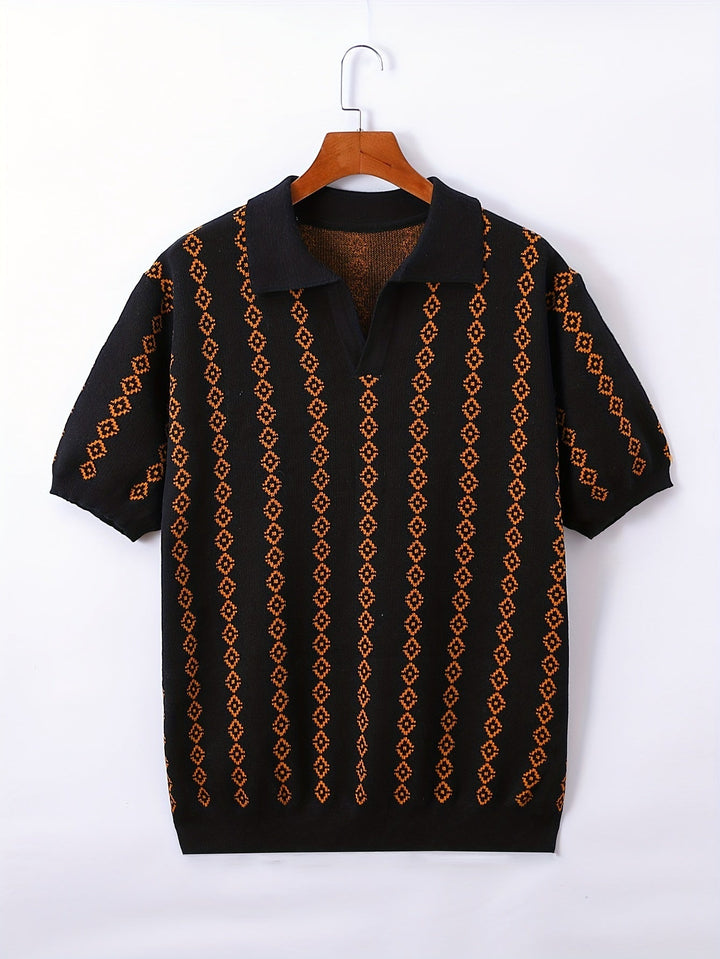 Front view of a men's longline knitted sweater