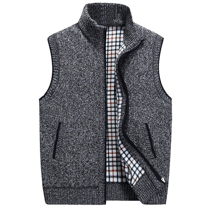 Close-up of the knitted texture and stand collar
