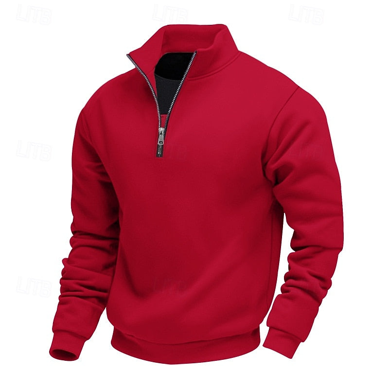 Men's Quarter Zip Stand Collar Jumper
