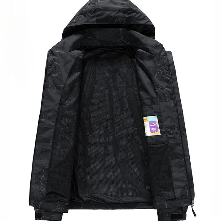 Back view of the sporty women's ski jacket
