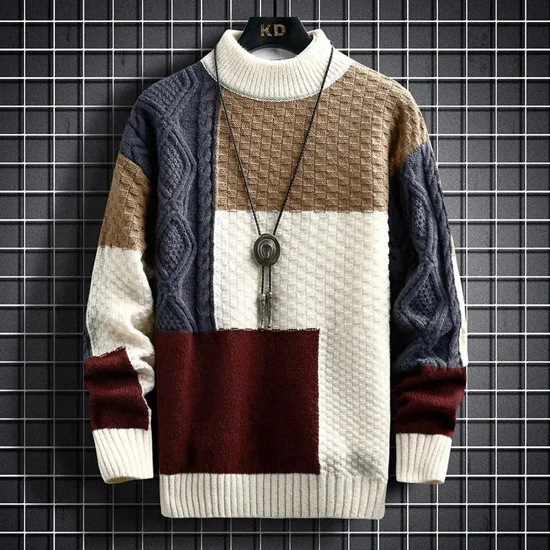 Men's jumper showing ribbed hem and cuffs detail