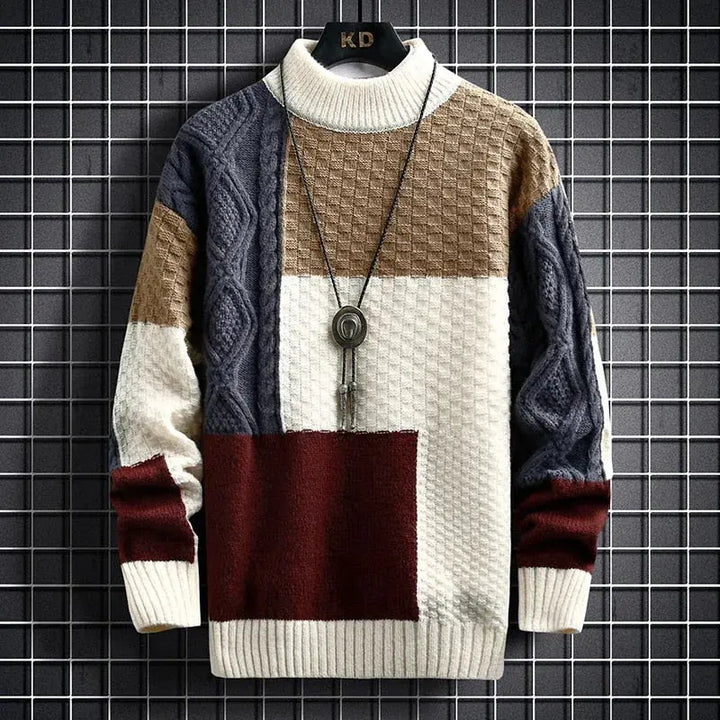 Men's jumper showing ribbed hem and cuffs detail
