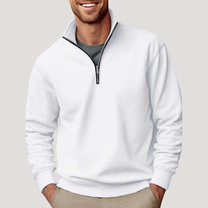 Men's classic quarter-zip jumper shown from the front