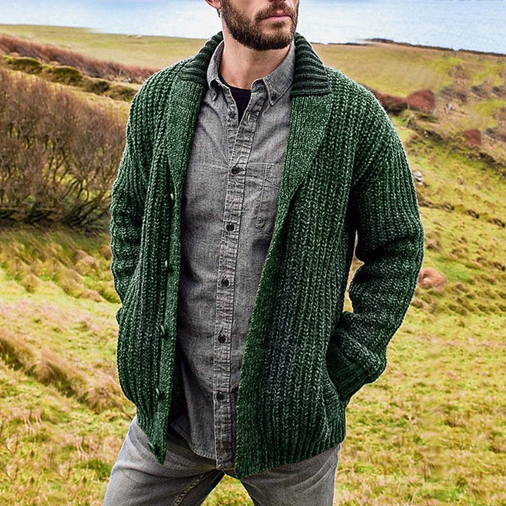 Men's Chunky Knit Shawl Collar Cardigan