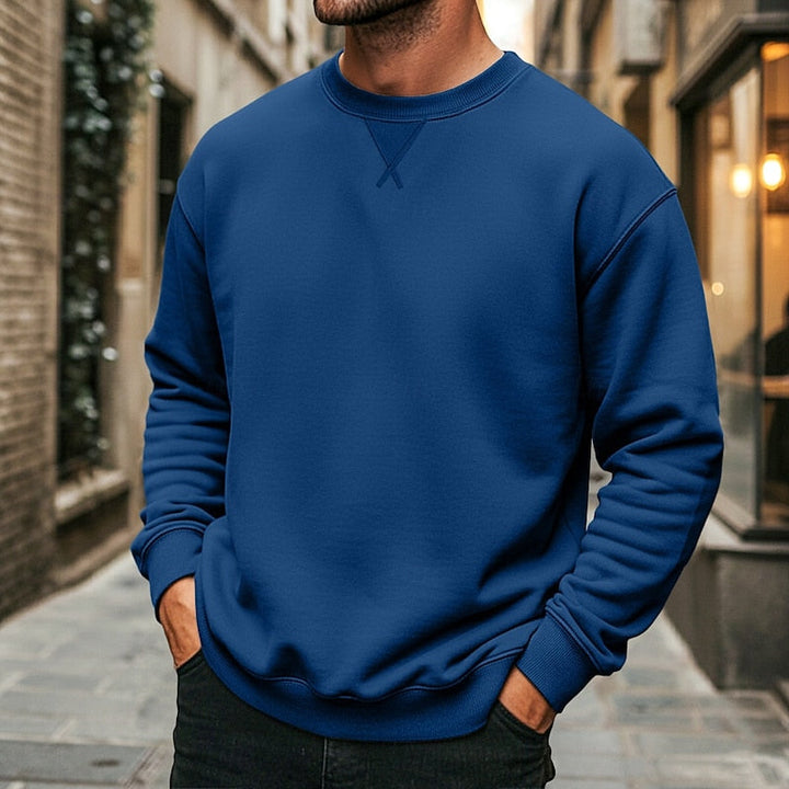 Classic men's sweatshirt presented as a versatile casual layer