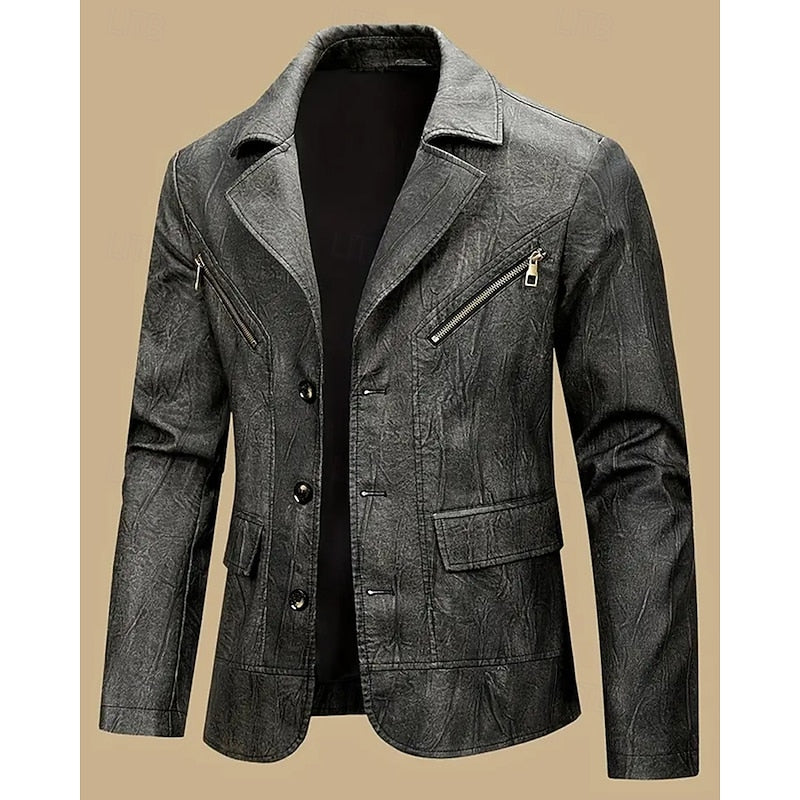 Men's blazer shown with its tailored silhouette