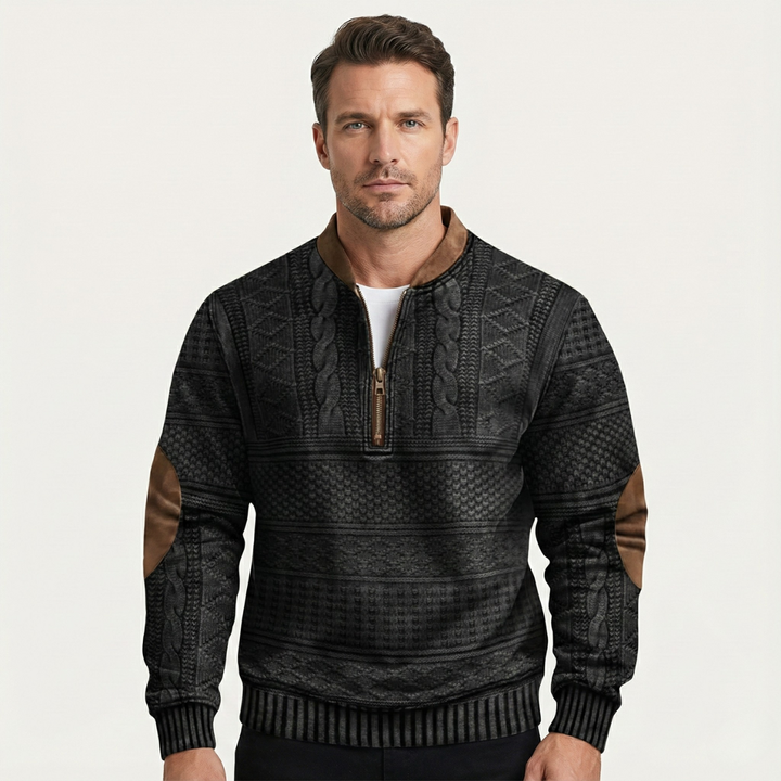 Close-up of the cardigan's button-front fastening and sleek knit texture