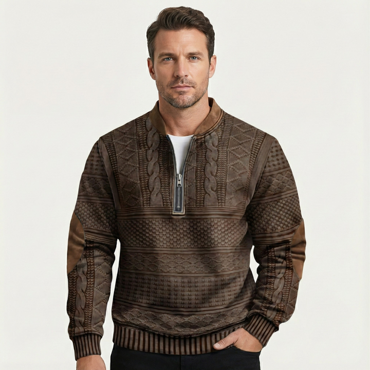 Back view of the men's cardigan with an oversized silhouette