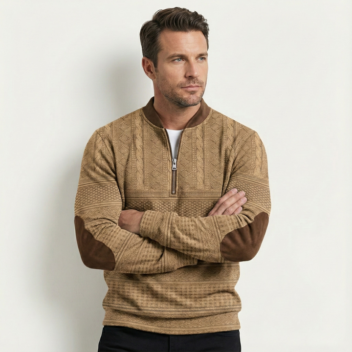 Detailed view of the cardigan's front buttons and soft knit fabric