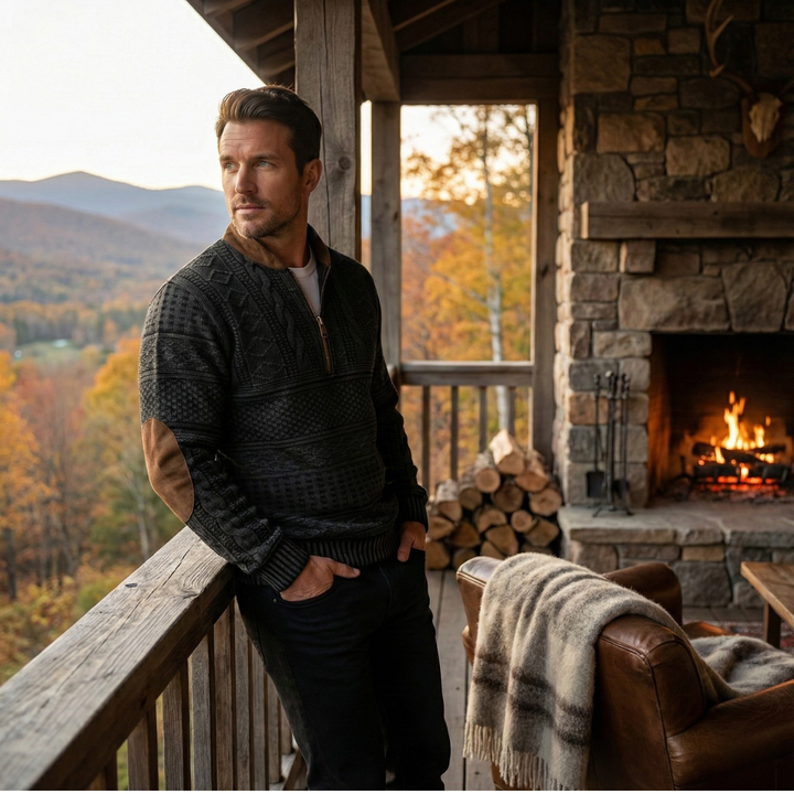 Relaxed men's cardigan suitable for layering over everyday clothing