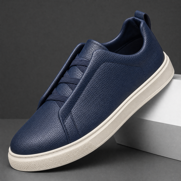 Men's leather lace-up trainers shown from the side