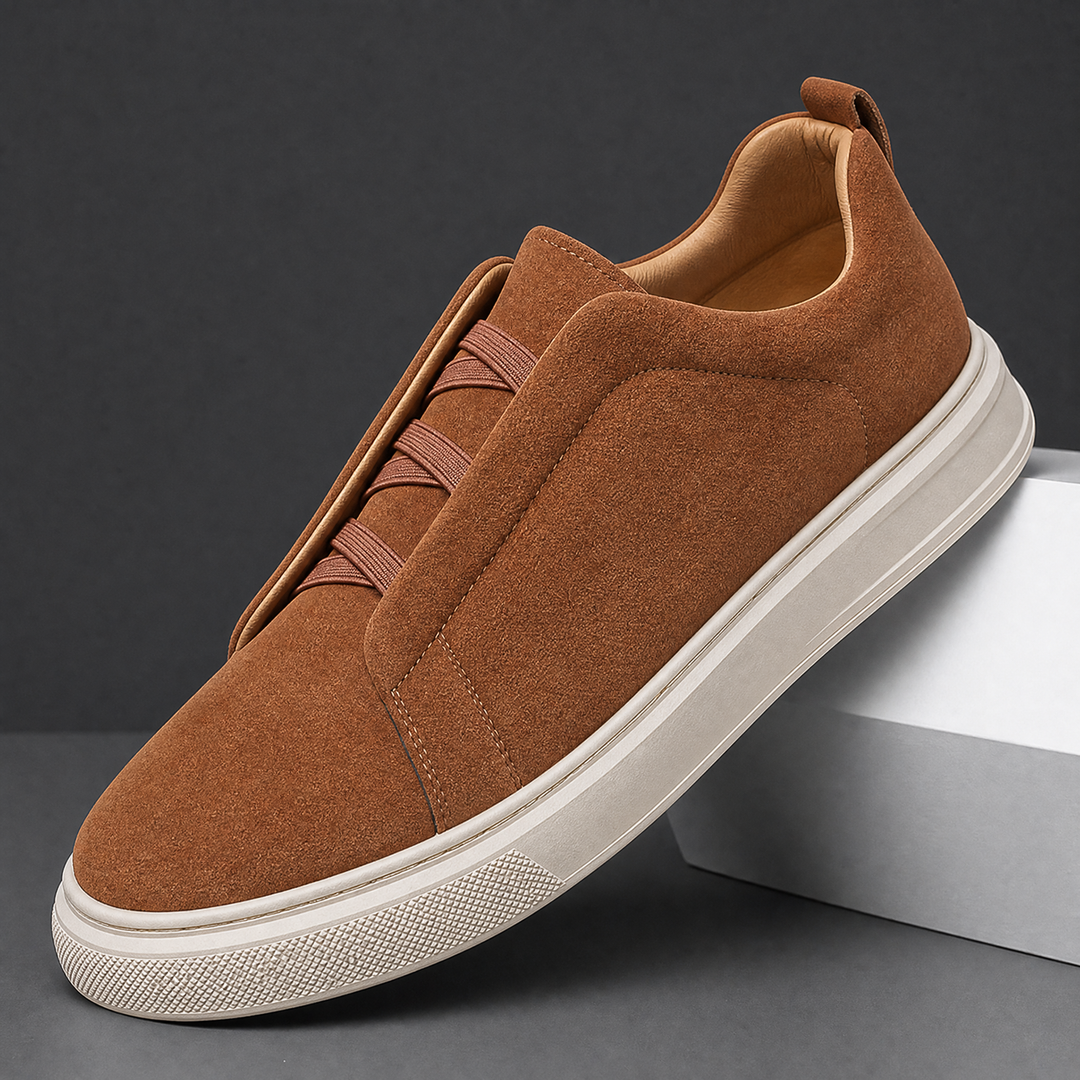 Men's Suede Sneakers With Stretch Laces
