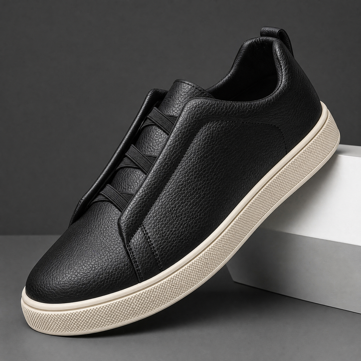 Men's Leather Lace-Up Trainers