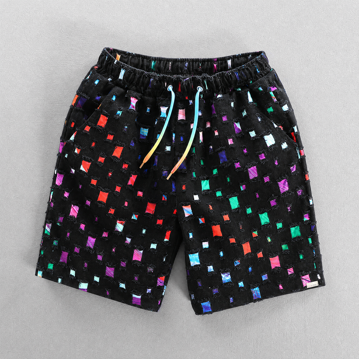 Men's cotton blend relaxed fit shorts shown from the back