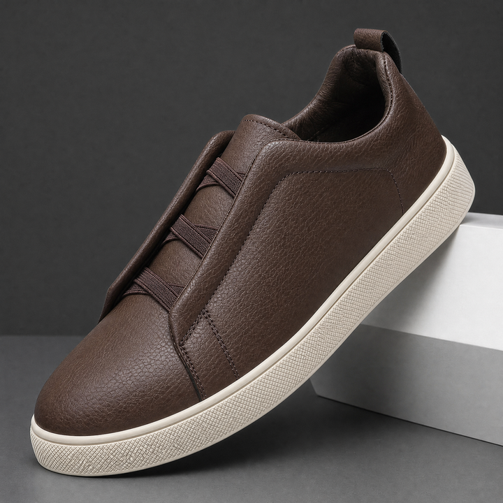Men's Leather Lace-Up Trainers