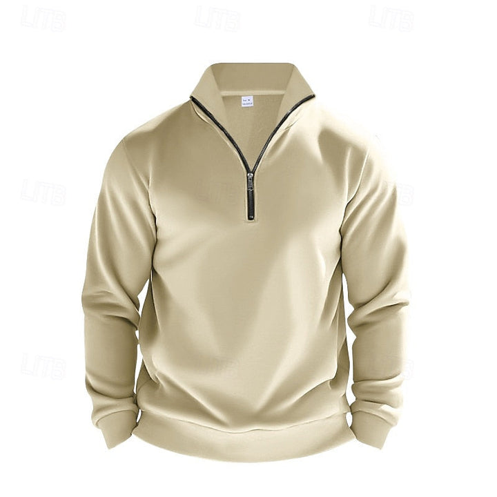 Detail of the sleeve cuff on the men's quarter zip jumper