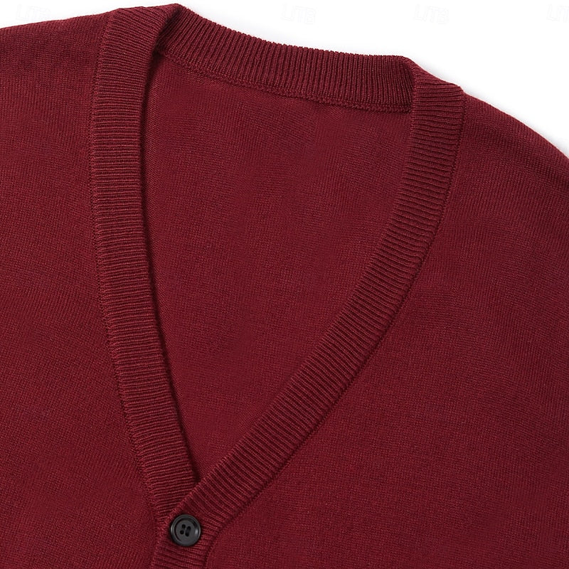 Full view of the men's V-neck knitted waistcoat