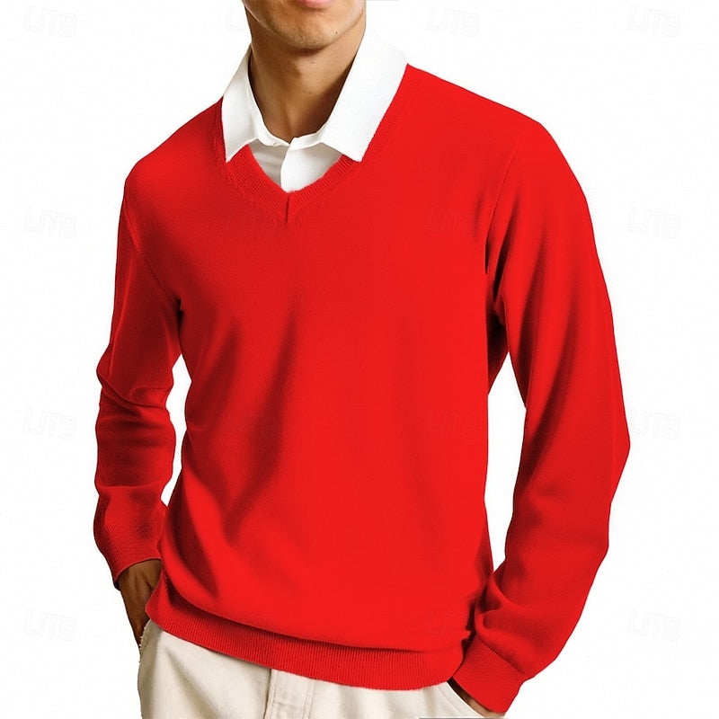 Men's Fine Knit V Neck Jumper