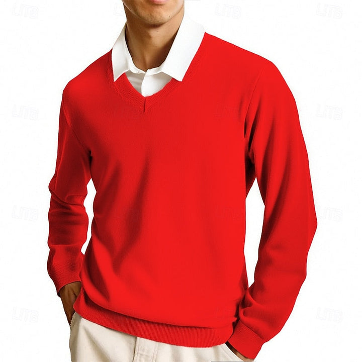 Men's Fine Knit V Neck Jumper