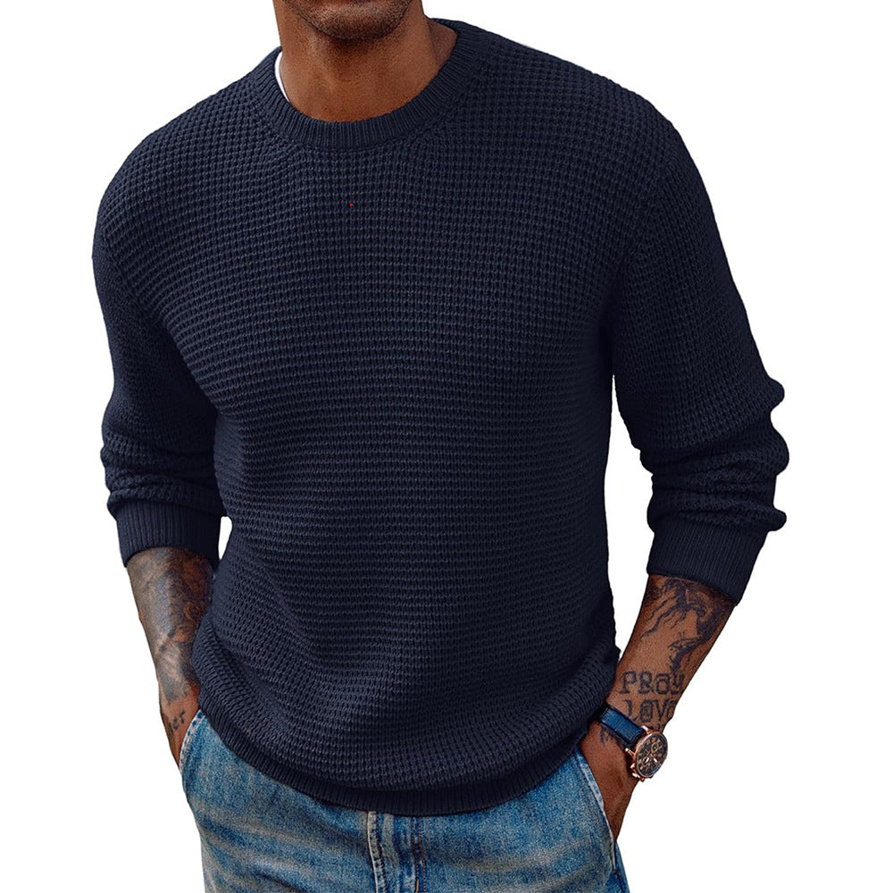 Men's longline jumper displaying its textured ribbed knit