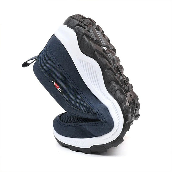 Top view of men's mesh slip-on trainers showing breathable upper