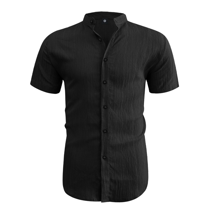 Men's Textured Stand Collar Shirt Casual Holiday Wear