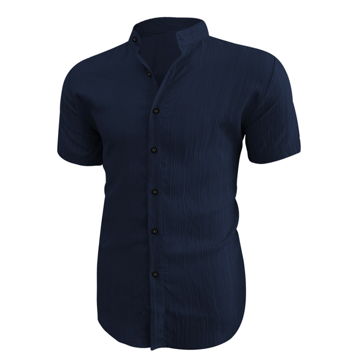 Men's Textured Stand Collar Shirt Casual Holiday Wear