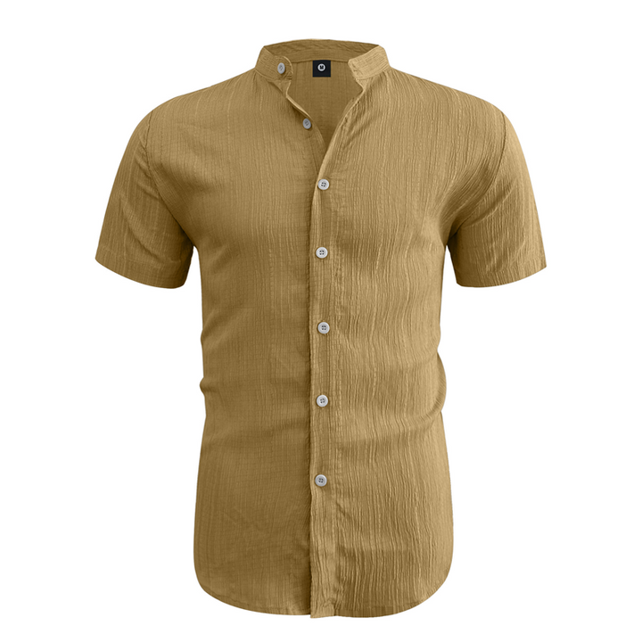 Men's Textured Stand Collar Shirt Casual Holiday Wear