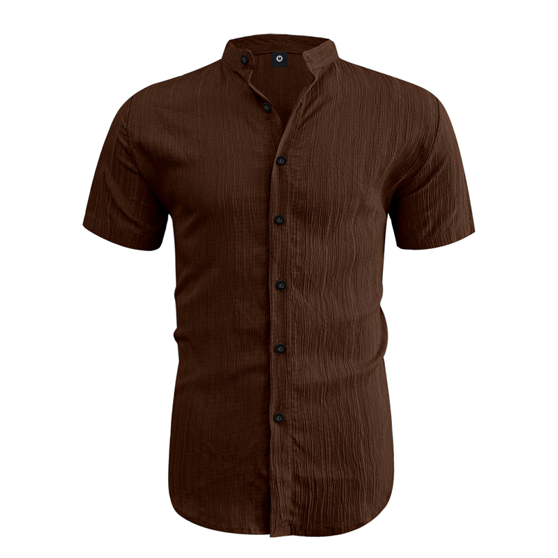 Men's Textured Stand Collar Shirt Casual Holiday Wear