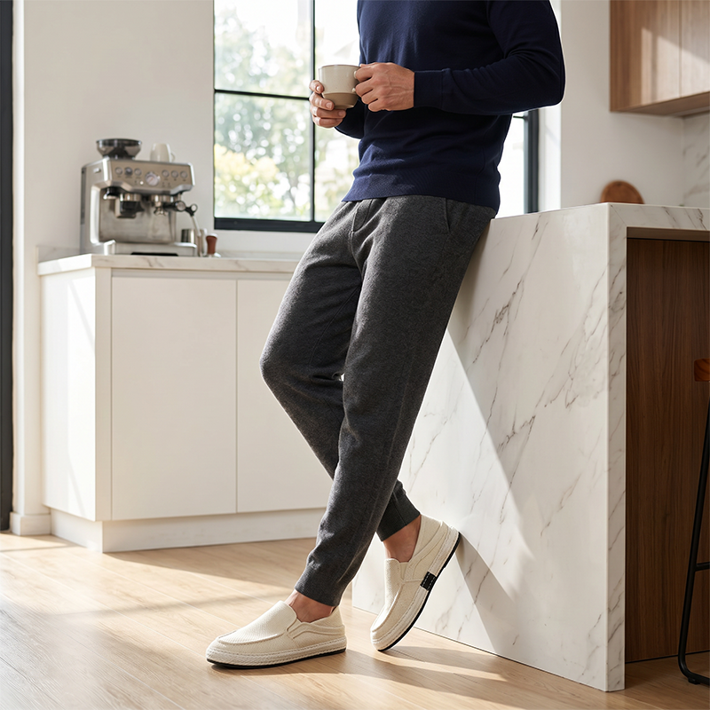 Top view of men's canvas slip-on casual shoes